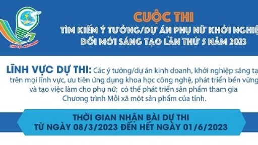 Thể lệ cuộc thi Tìm kiếm ý tưởng/dự án phụ nữ khởi nghiệp đổi mới sáng tạo lần thứ 5 năm 2023