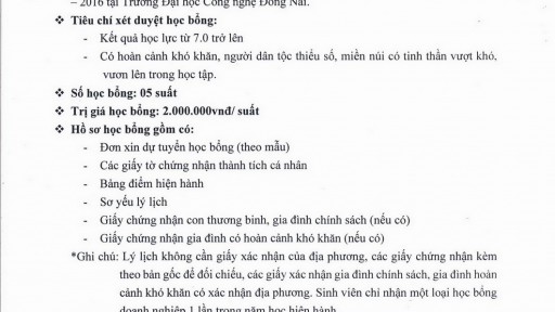 Thông báo học bổng "Mobifone - Vì tương lai Việt" 2015