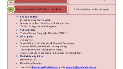 Thông báo tuyển dụng tháng 12-2015